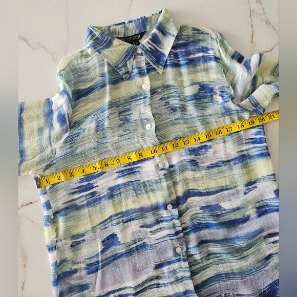 Dons Collection 100% Silk Shirt Size L Blue Long Sleeve - Picture 14 of 15